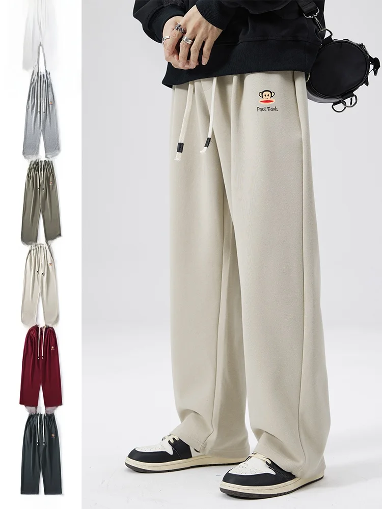 

Loose Straight Leg Men's Sport Pants Spring Trendy All-Match Heavyweight Casual Trousers Breathable Polyester Cott...