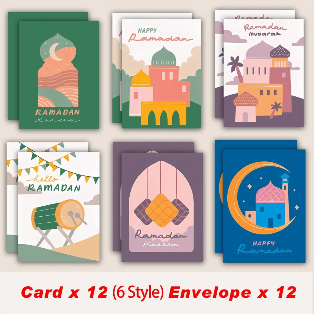 12Pcs, Eid Cards, R…