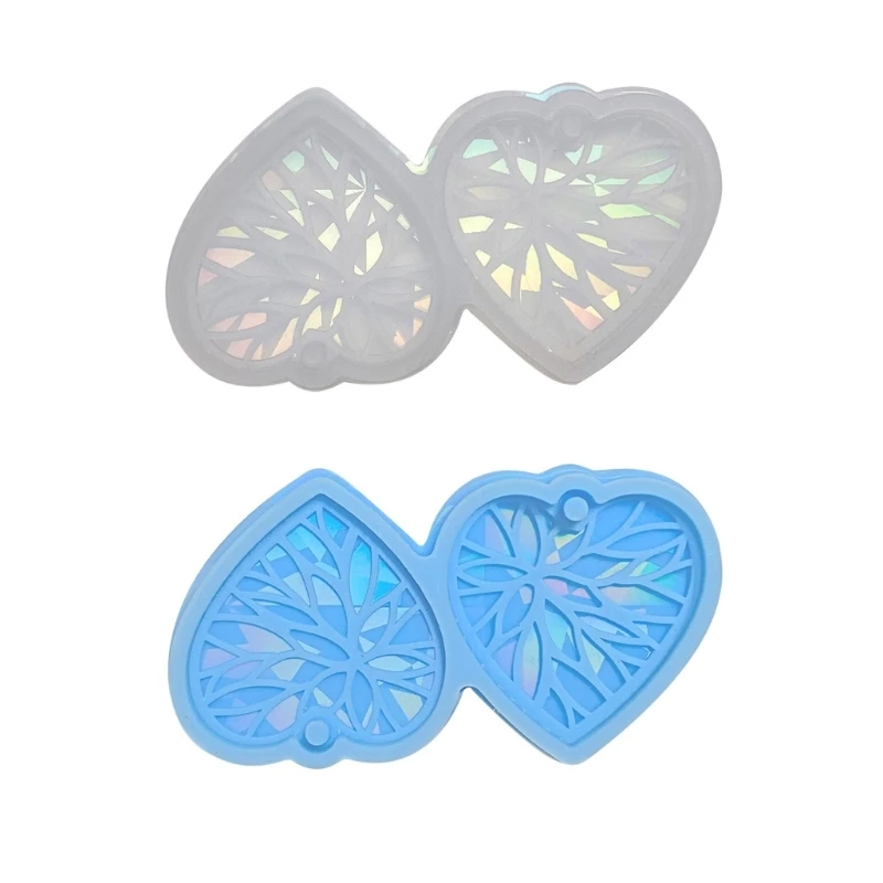 

652F Holographic Earring Epoxy Resin Mold Heart Earring Necklace Pendant Casting Silicone Mould DIY Crafts Jewelry Mold