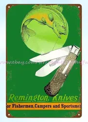 Remington Knives for Fishermen Campers Sportsmen metal tin sign wall plaque