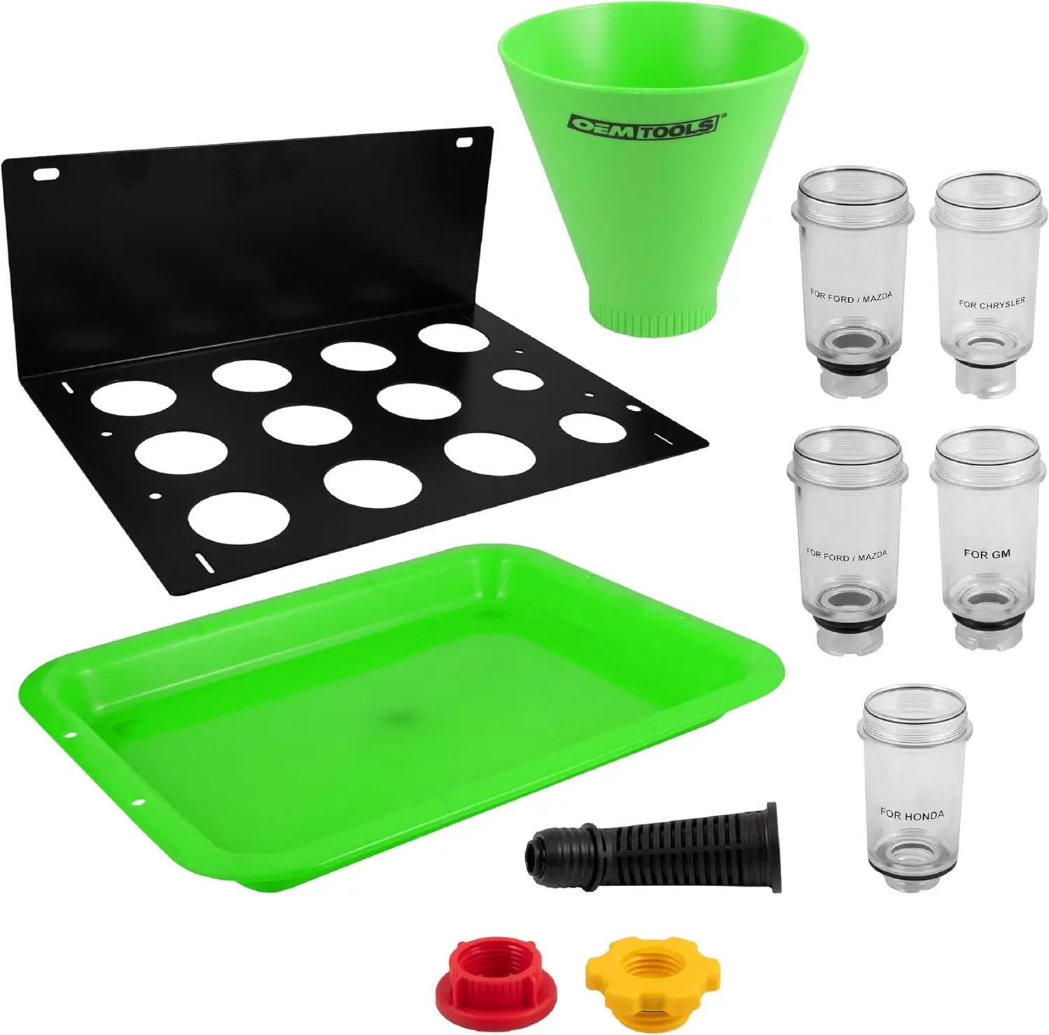 

No Spill Oil Funnel Kit with 8 Attachments, Direct Fit Threaded Funnel, Transparent Chamber, Compatible with Chrysler, Ford, GM,