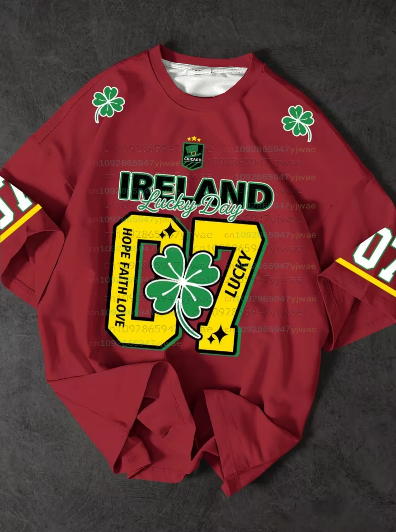 26 Men St. Patrick's Day Ireland Lucky T-Shirt Men Short Sleeve O- Neck Sport Tee Vintage Number 7 Jersey T-Shirt Men Clothes view 4