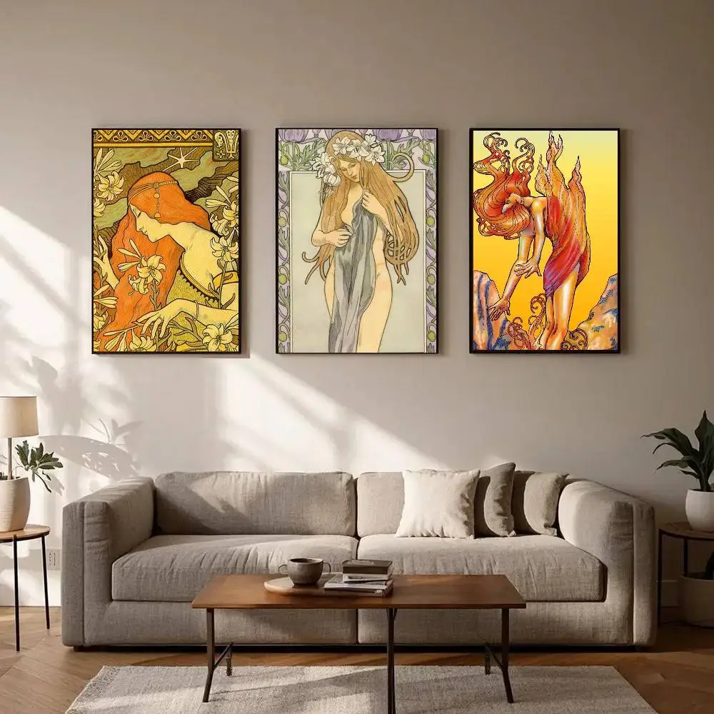 Vintage Girl Woman Witch Game Player Poster Art Sticky Wall Waterproof Home Living Room Bedroom Bar Aesthetic Decoration