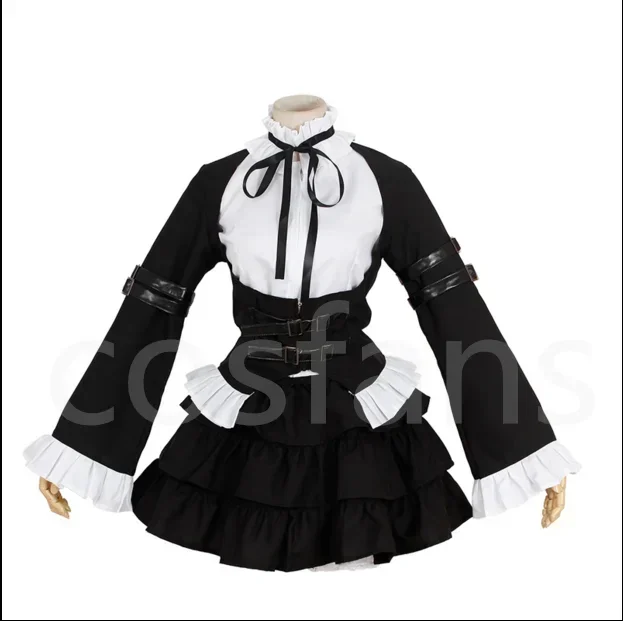 Fairy Tail Erza Scarlet black maid lolita Cosplay Costume long red wigs cutome-made for Halloween Carnival Uniform in stock