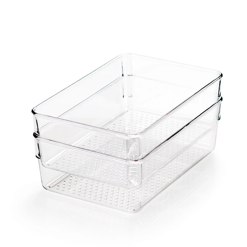 2Pcs Kitchen Refrigerator Desktop Storage Box Transparent Fruit And Vegetable Beverage Storage Box Cosmetic Finishing