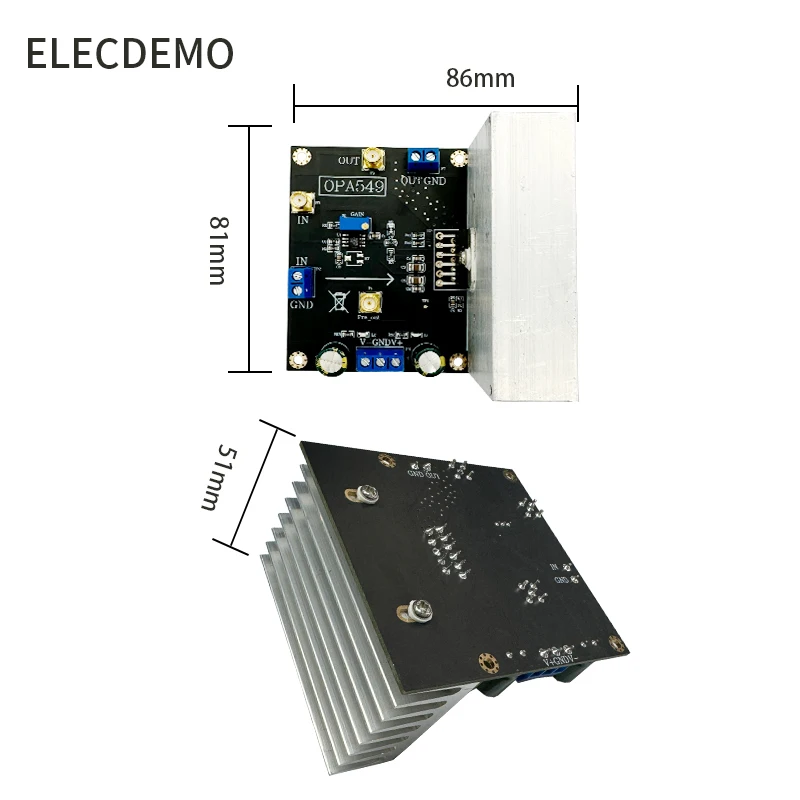 Módulo amplificador de potencia de Audio OPA549, placa amplificadora de alta corriente 8A de alto voltaje, 100W