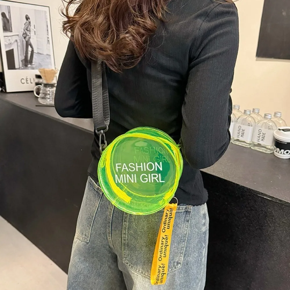 

The Water-Sprinkling Festival Jelly Letter Crossbody Bag Mini Large Capacity Round Toilet Bag PVC Waterproof