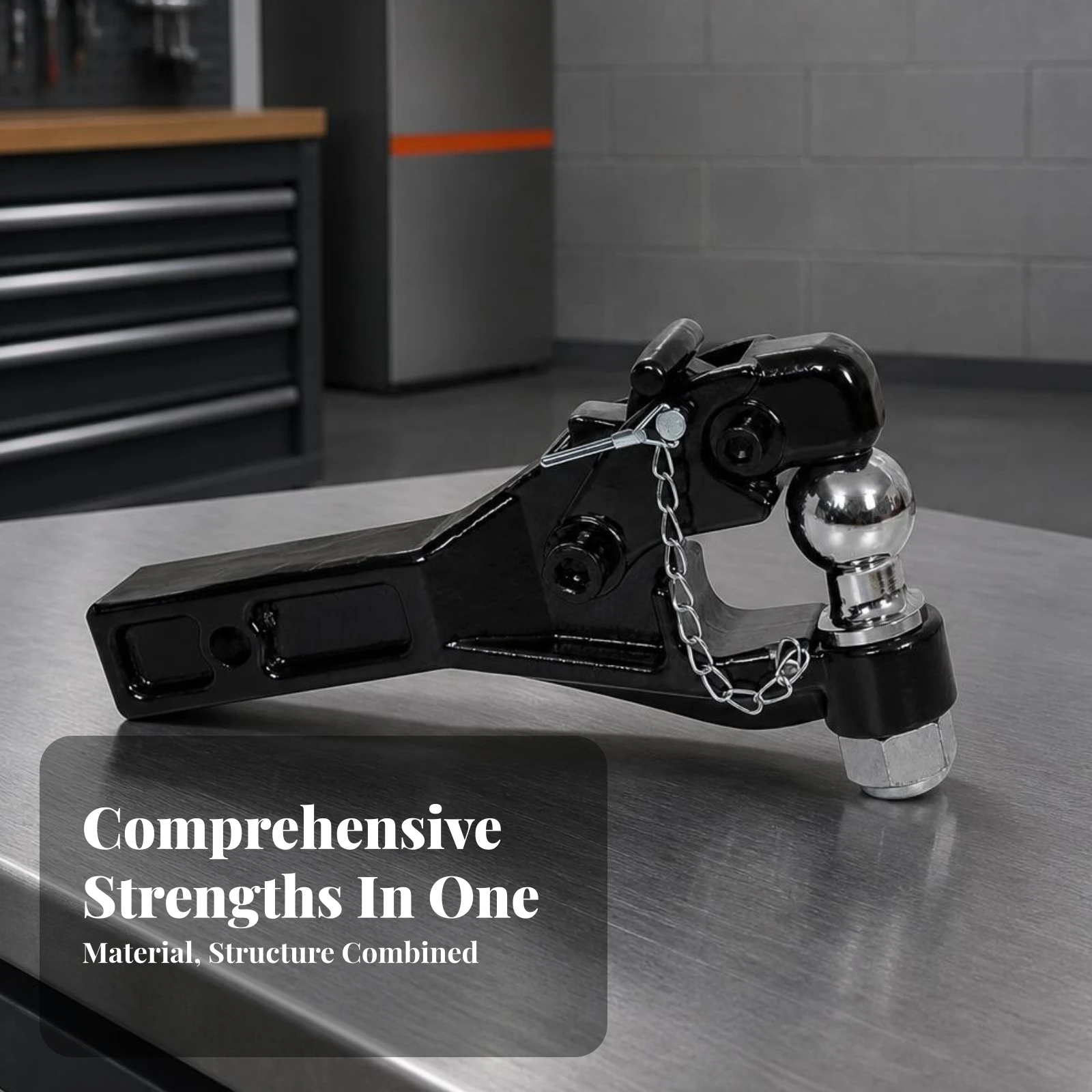 

Tow Ball Hitch Vehicle Gear Trailer Connection Hook Heavy-Duty Chain Secured