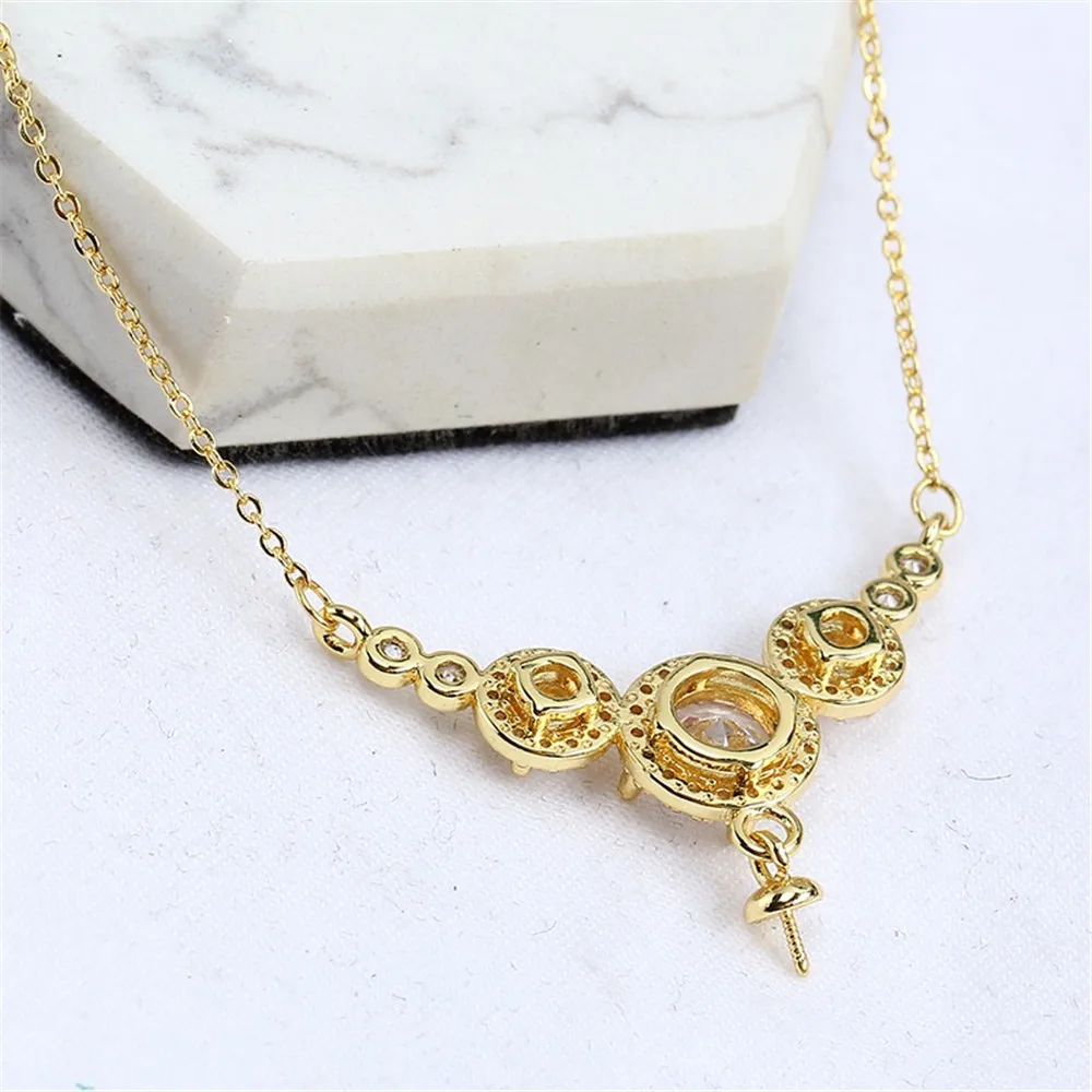 18K Gold Plated Pearl Chain Set, DIY Jewelry Making Supplies, Blank Pendant  Bases for Handmade Accessories, No Pearl