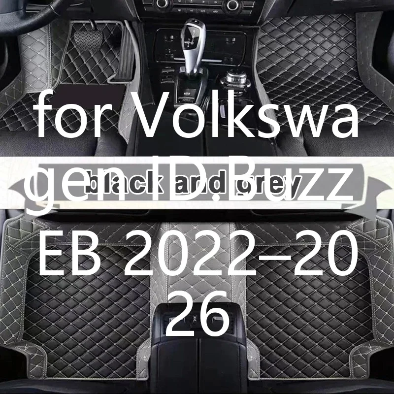 Maßgeschneiderte Autofußmatten für Volkswagen ID.Buzz EB 2022–2026 5-Sitzer, wasserdicht, rutschfest, schmutzabweisend, langlebige Lederteppiche, leicht zu reinigen, vollständige Abdeckung,