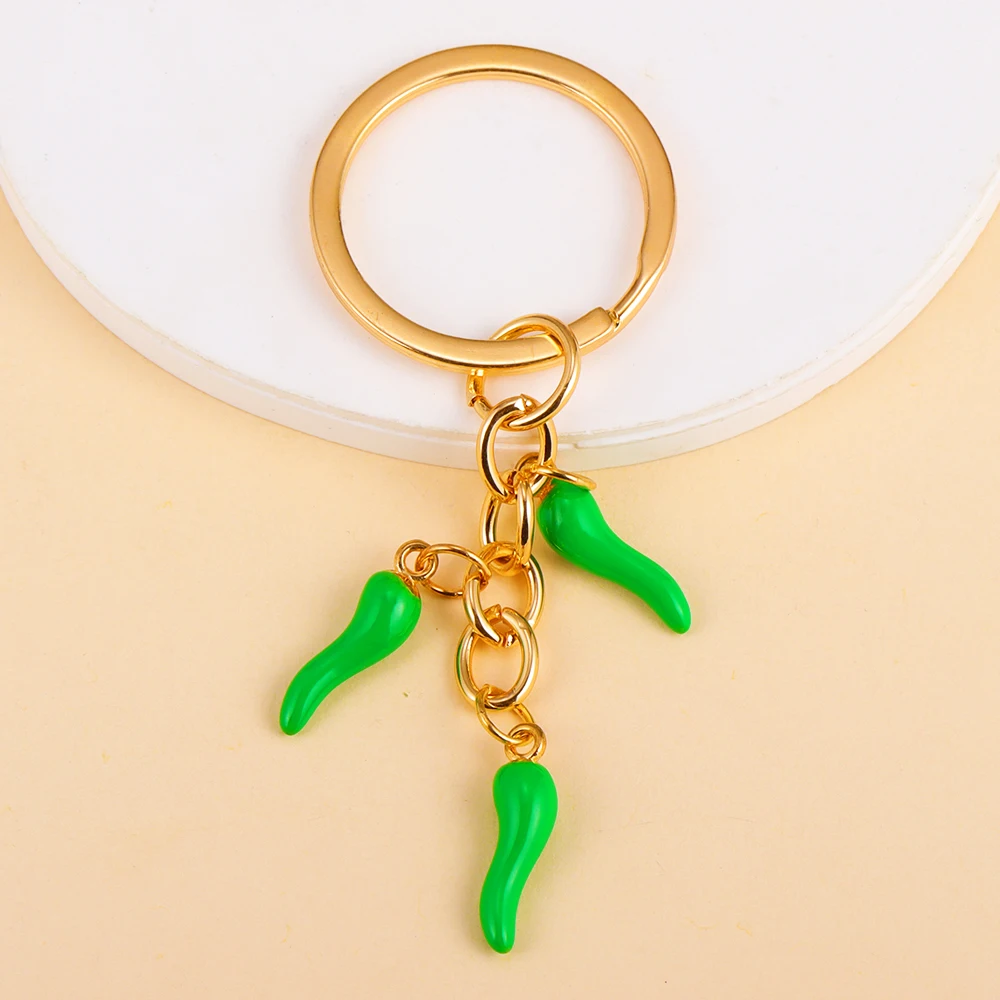 Creative Colorful Enamel Pepper Pendants Keychain For Women Men Bags Car Key Pendants Key Ring Party DIY Jewelry Gifts