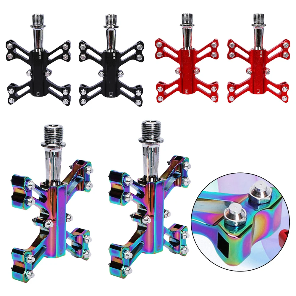 Anti-slip Bike Pedal CNC Aluminum Pedals 14mm Thread Opening 240 Grams Weight Per Pair Individual Screw Rivet Design