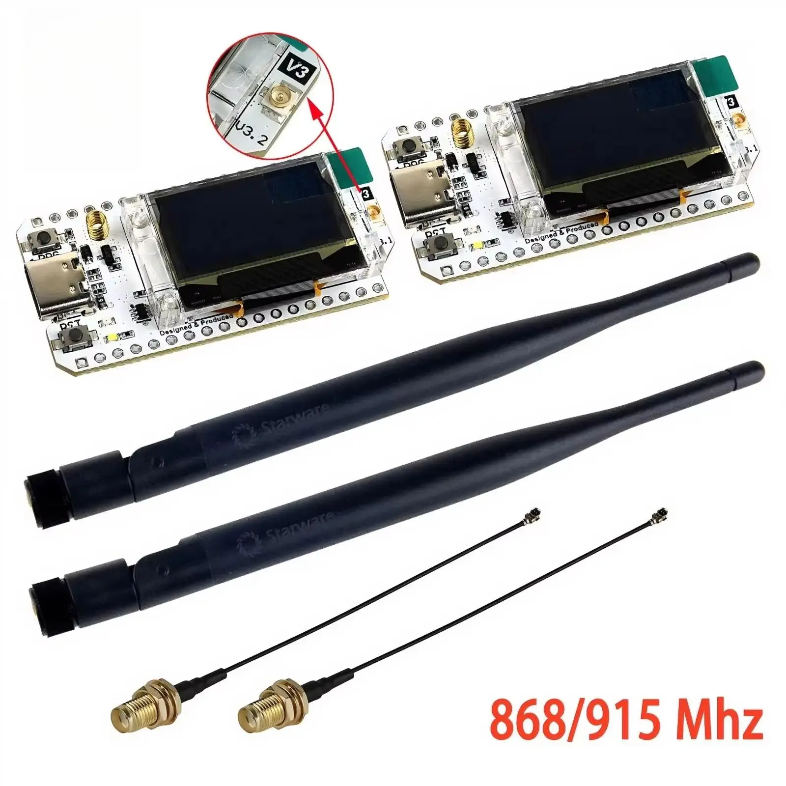 

2 шт. Плата разработки Heltec LoRa32 V3 ESP32-S3 SX1262 LoRa WiFi BLE с антенной 5dBi для проектов IoT Meshtastic
