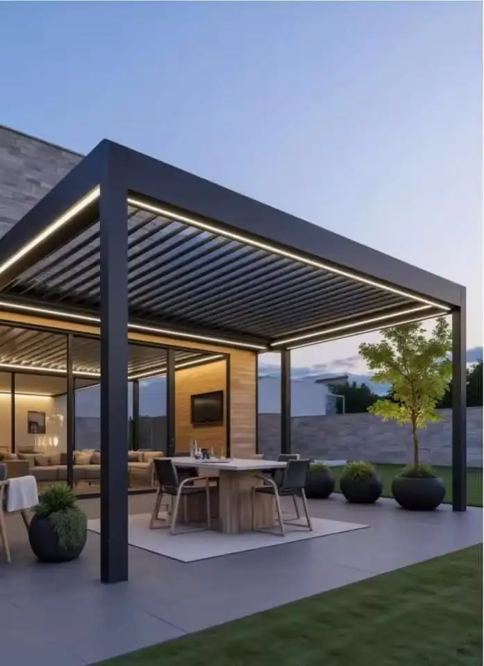 

Outdoor Luxury Aluminum Pergola Motorized Waterproof Retractable Modern Design Gazebo Eco-Friendly Electric Aluminum Pergolas