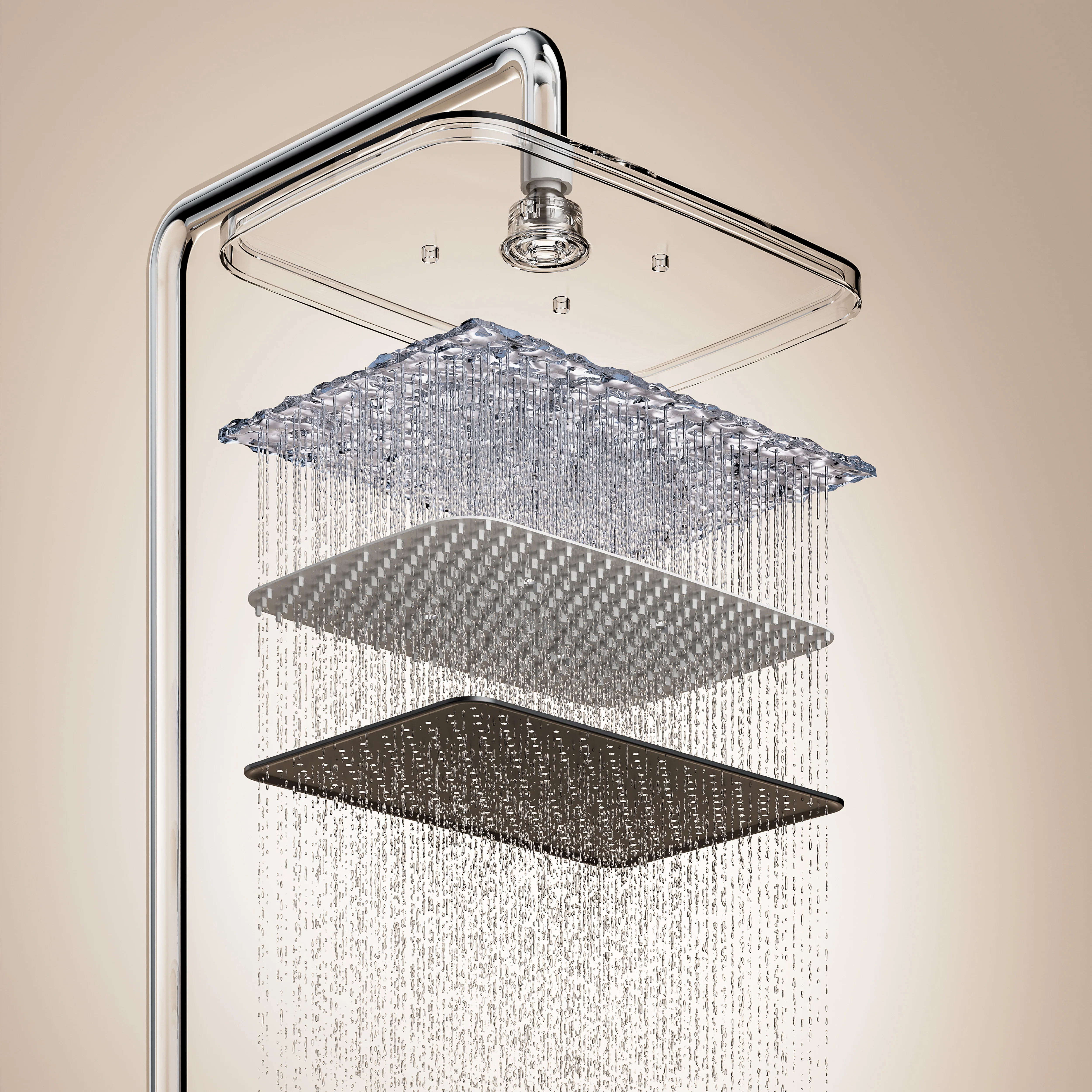 LED Light Rainfall Shower Heads Solid Aluminum Digital Display Piano Keys Shower Set System