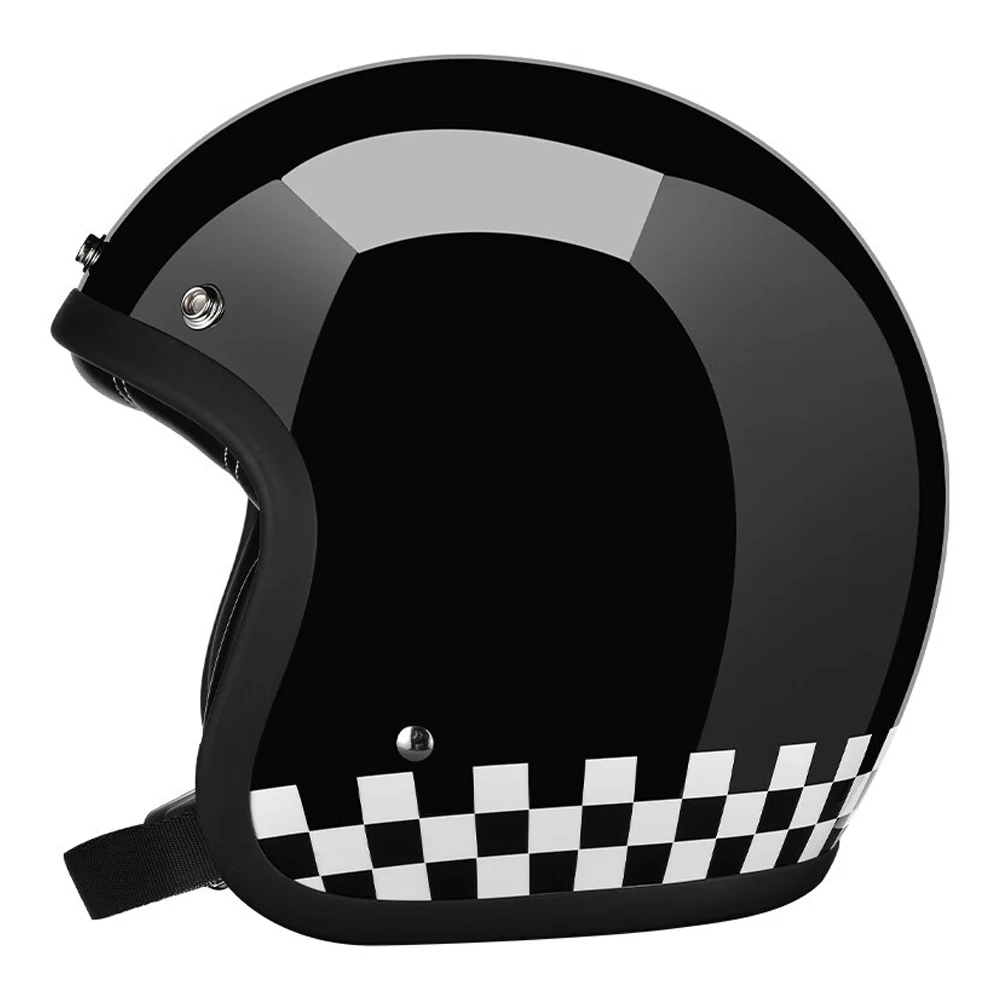 

Bright Black Square Open Face Retro Kask Wear-Resistant Motorcycle Kask Breathable Head Protection Anti-Fall Motocross Equipment