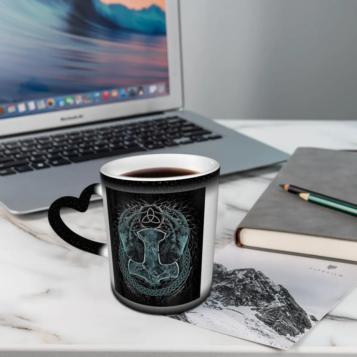 Mjolnir The Hammer Of Thor And Tree Of Life Norse Viking God Mug Ceramic Coffee Cup Tea Mugs Milk Cup Drinkware Gifts for Unisex