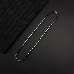Cool Black Hematite Bamboo Shape Beaded Necklace for Men and Women N044