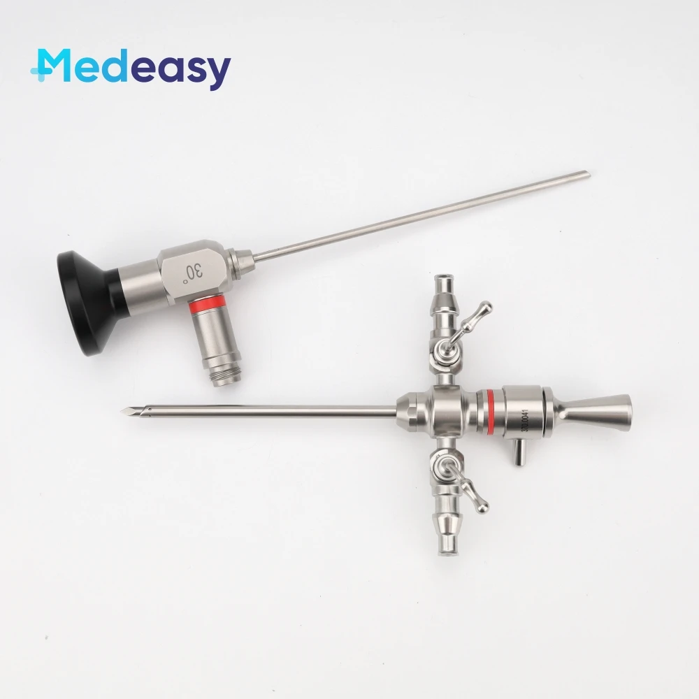 ENT Rigid Otoscope Endoscope 30 Degree 2.7x110mm/Endoscopy Rotatable Sheath Two-stopcock/Obturator