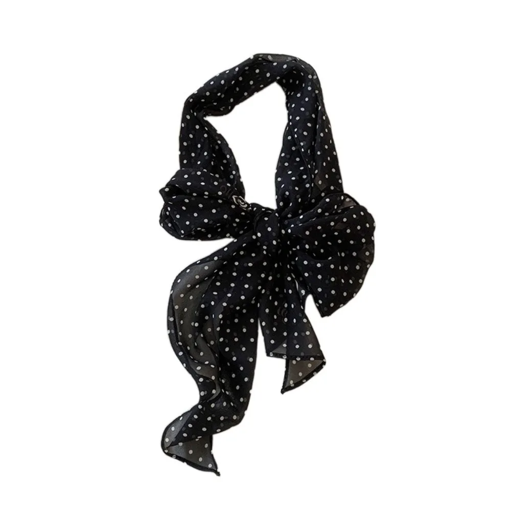 

Модный ленточный шарф в горошек с принтом, тонкий шарф, повязка на голову, аксессуары для волос, длинные шарфы в корейском стиле, украшение для одежды