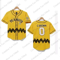 2024 New Vintage Baseball Peanuts Charlie Brown Baseball Jersey Cartoon Casual Vacation Cute Oversized Baseball Jersey Kid/Adult