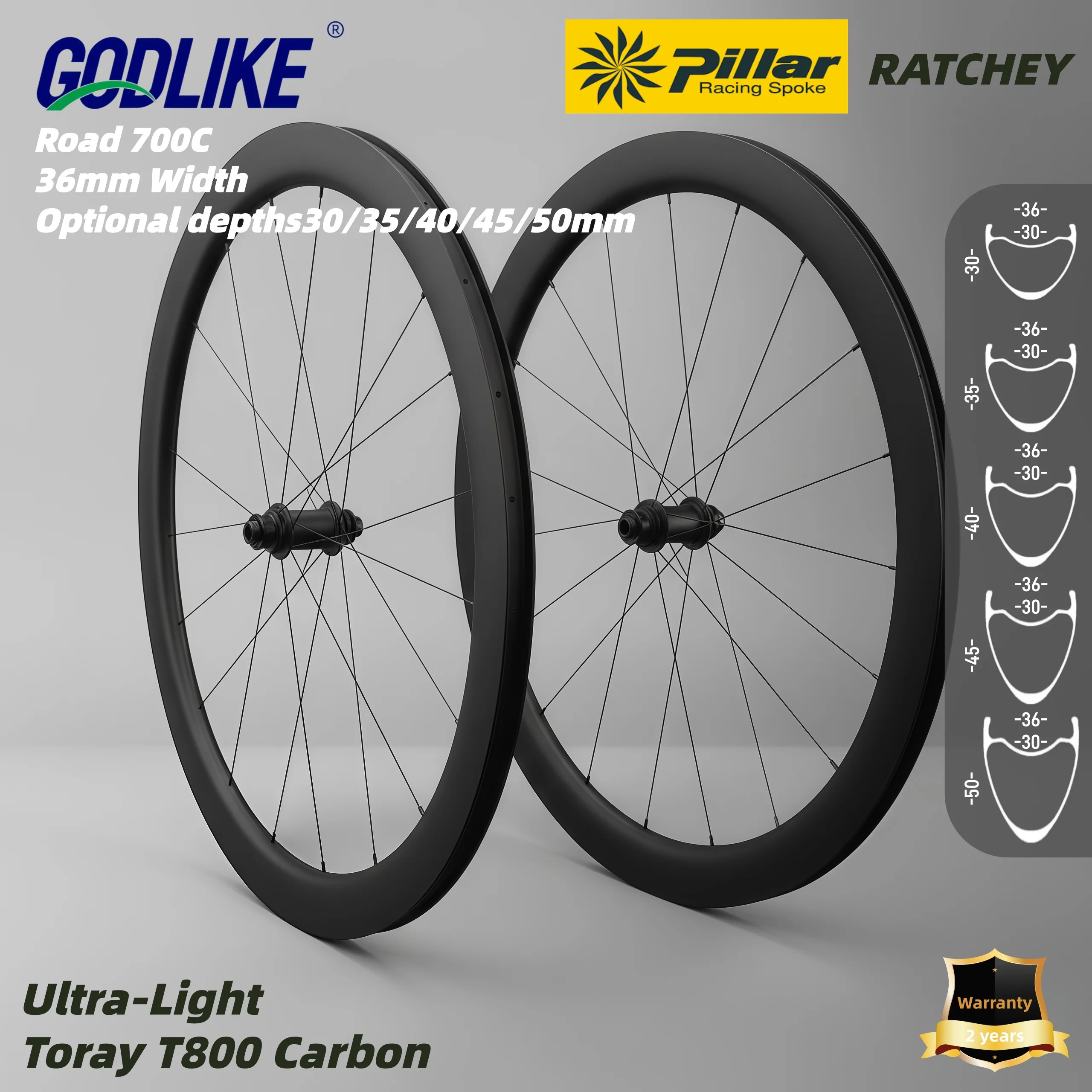

GODLIKE 700C Carbon Wheel 36mm Width Godix R240SL Hub Hook Symmetric 30/35/40/45/50mm Depth Bicycle Straight pull Ratchet 36T