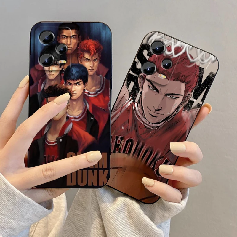 Anime S-Slam D-Dunk Sakuragis For Xiaomi Redmi Note 13 12R 12 12S Turbo 11 11T 11S 10 10S Pro Plus 5G Black Soft Phone Case