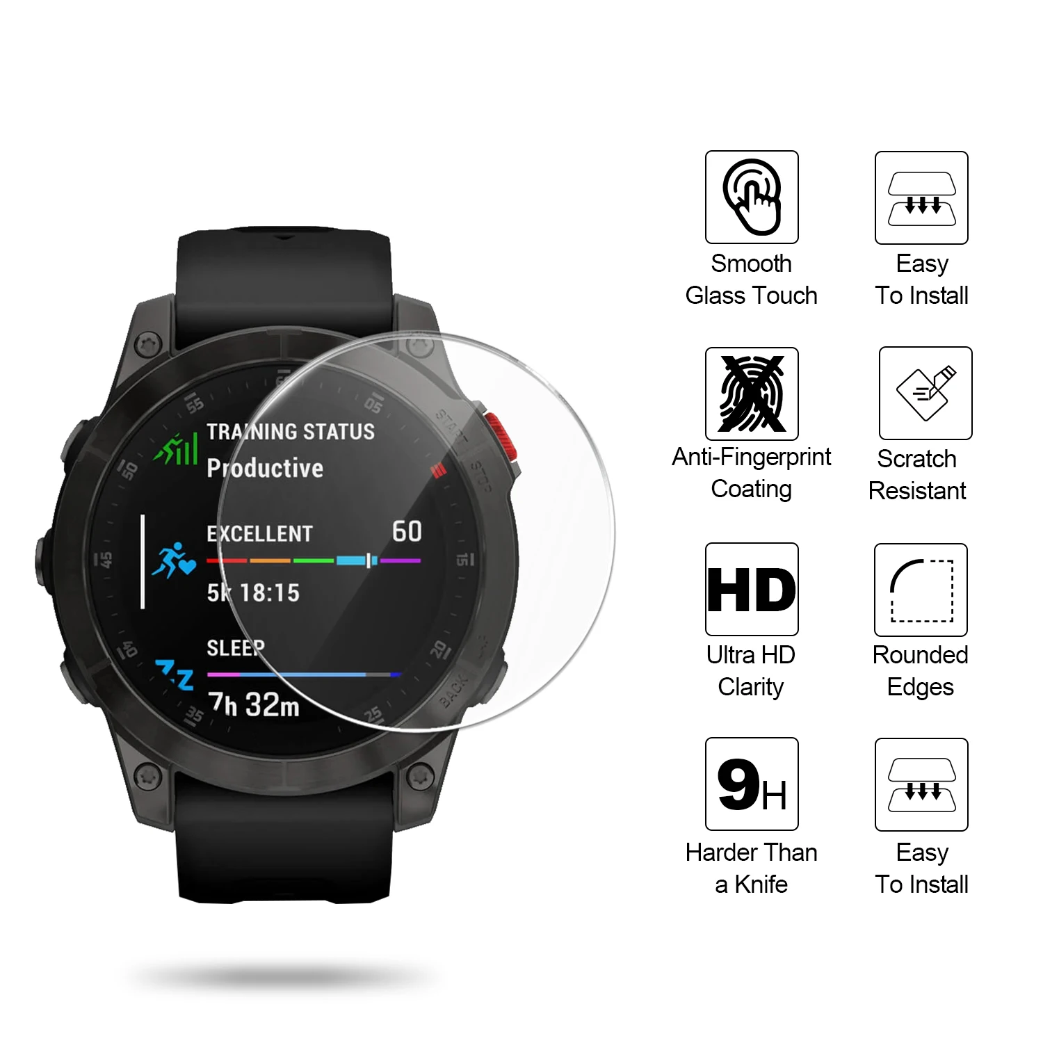 2PCS Smart Watch Screen Protector For Garmin Epix Gen 2 / Epix Pro Gen 2 47mm 51mm Tempered Glass Anti-Scratch Protective Film