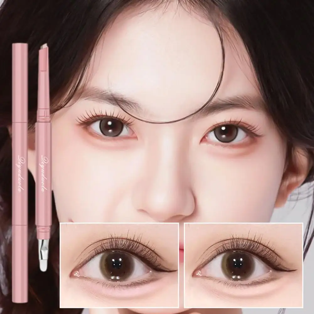 1 Uds. Lápiz de gusano de seda de doble cabeza textura de crayón suave y sedoso fácil de usar delineador de ojos Gel de secado rápido lápiz delineador de ojos impermeable