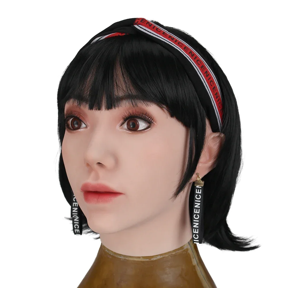 Silicone Female Head Mask With Make Up Face Halloween Mask Also For Crossdressing Cosplay Props