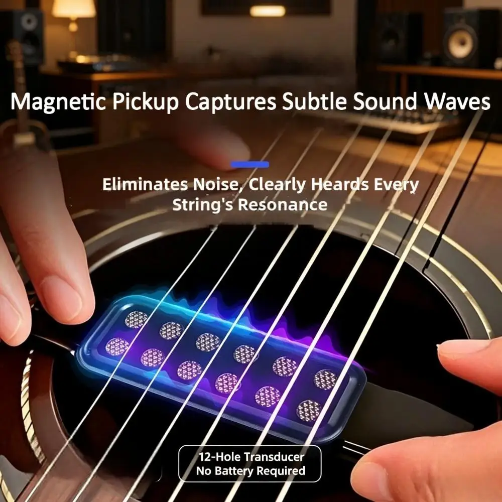 Portable Clip‑on Folk Guitar Pickup 12 Hole Design Volume& Tone Adjustable Sound Hole Transducer for Acoustic Guitar Performance view 4