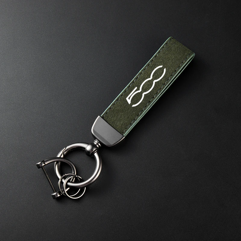 Fiat 500 500C 500X 500L Abarth 695 Autoi 고급 가죽 스웨이드 키 체인 말굽 버클이있는 자동차 스포츠 열쇠 고리