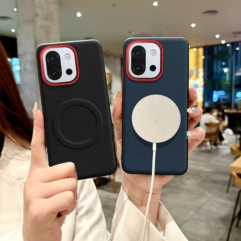 

For OnePlus 13 and 13T Case Magsafe Metal Alloy Camera Protection Independent Buttons Vegan Leather Case Cover