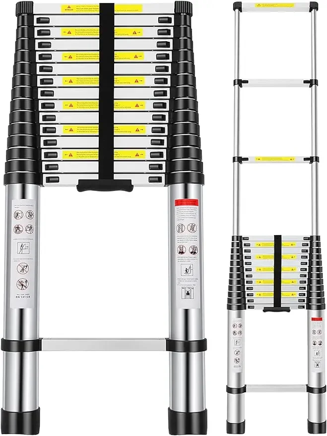 Telescoping Extension Ladder 20.3 FT, Aluminum Alloy Folding Telescopic Ladder with Locking Mechanism, Multi-Purpose Collapsible