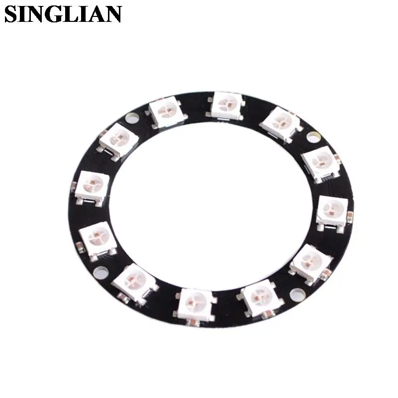12-Bit Ws2812 5050 Rgb Led Licht Ingebouwde Full Colored Drive Intelligente Ontwikkeling Board Ronde Ring Module 12 Led Lamp Kraal