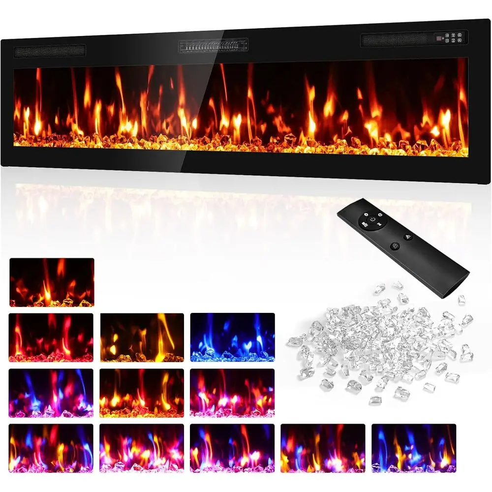 

Электрический камин 72 Ultra Slim – настенный линейный обогреватель с пультом ДУ, сенсорным управлением, 750 Вт/1500 Вт, таймер на 8 часов для жилых помещений