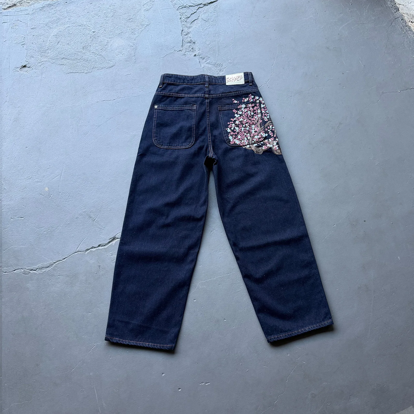 ダーシュッツェ 2026 新作 高品質 ストリート ヘビーデューティー 刺繍入り サクラ ロウデニム ストレートレッグジーンズ メンズ ストリートウェア パンツ