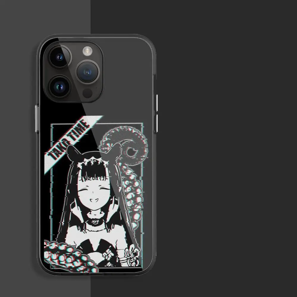 Ninomae Inanis Phone Case For iPhone 15 Pro Max14 13 12 Mini 11 XR XS 8 7 Plus Black Art Glass Cases