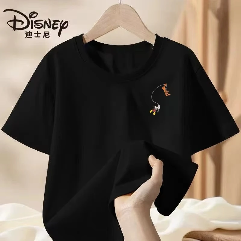 

Disney Summer Baby Girls Solid Clothes Kid Boys Mickey Printed Short Sleeve T-shirt Children Cartoon O-Neck Soft Breathable Tops