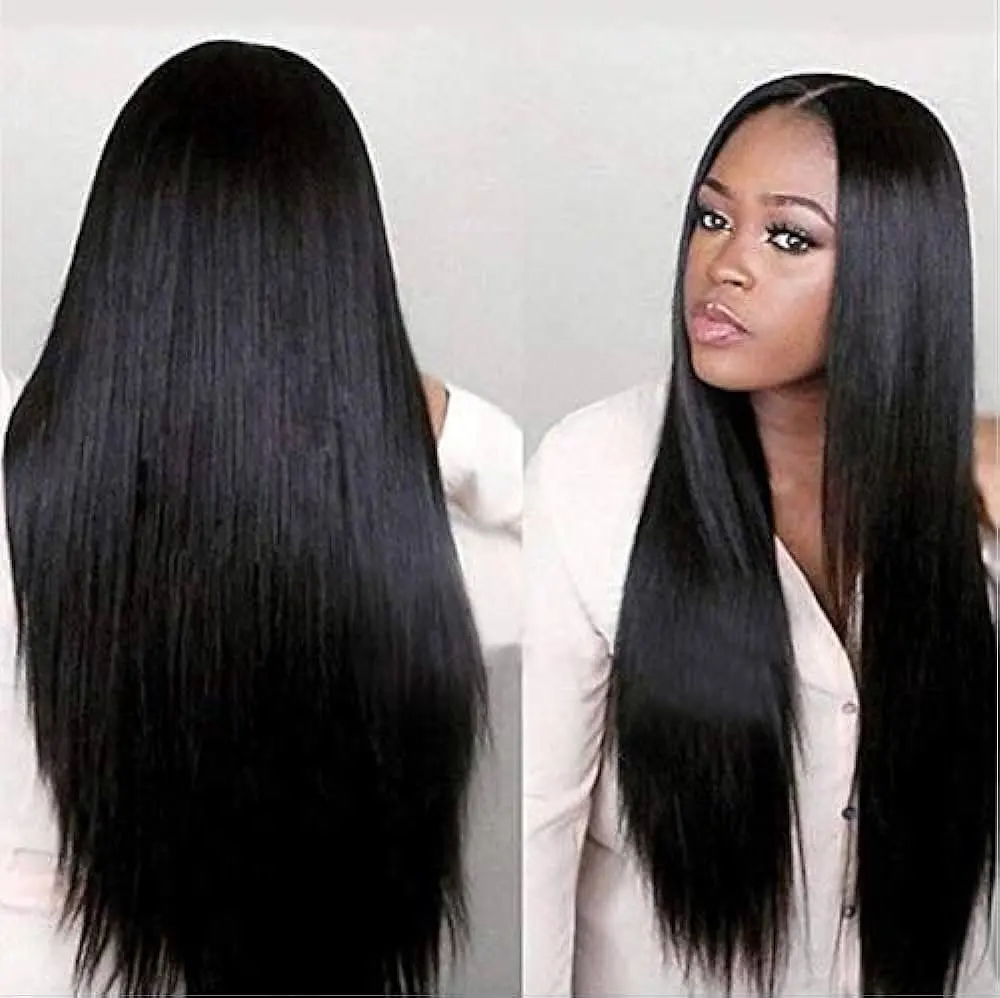 Natural Black 13x6 HD Lace Front 150 Density 13x4 Lace Wig Straight 26 Inch 5x5 Glueless Wig Pre-Plucked For Women