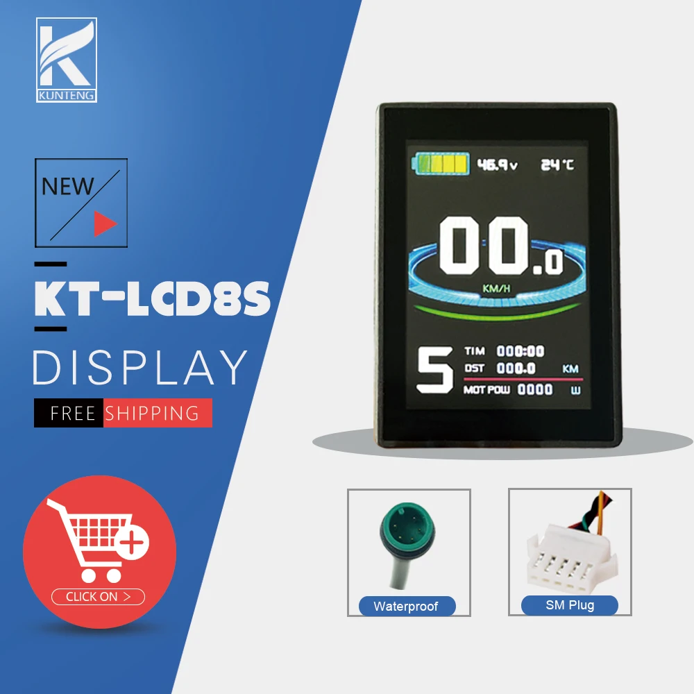 

Kunteng Electric Bicycle KT-LCD8S Display SM/Waterproof Plug Colourful Waterproof Plug Colorful LCD Display Ebike Conversion Kit