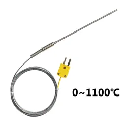 Fil de capteur pliable de type K de thermocouple blindé 1mm // 2mm/3mm-8mm Dia 100/200/300mm WRNK-191 0-1100 Capteur de température résistant