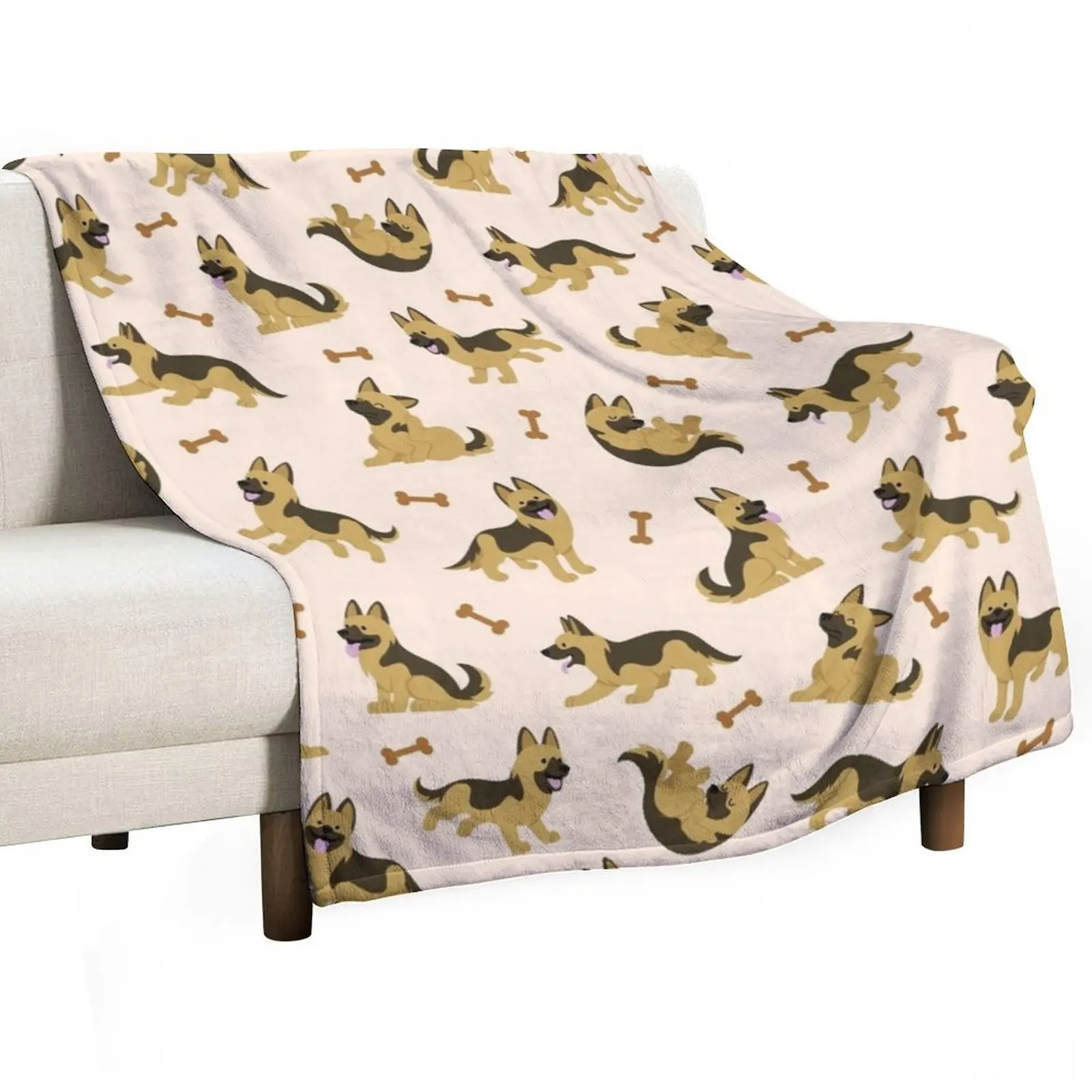 Adorable German Shepherd Cute Puppy Dog - Pattern Throw Blanket Picnic Polar Furrys for winter Blankets