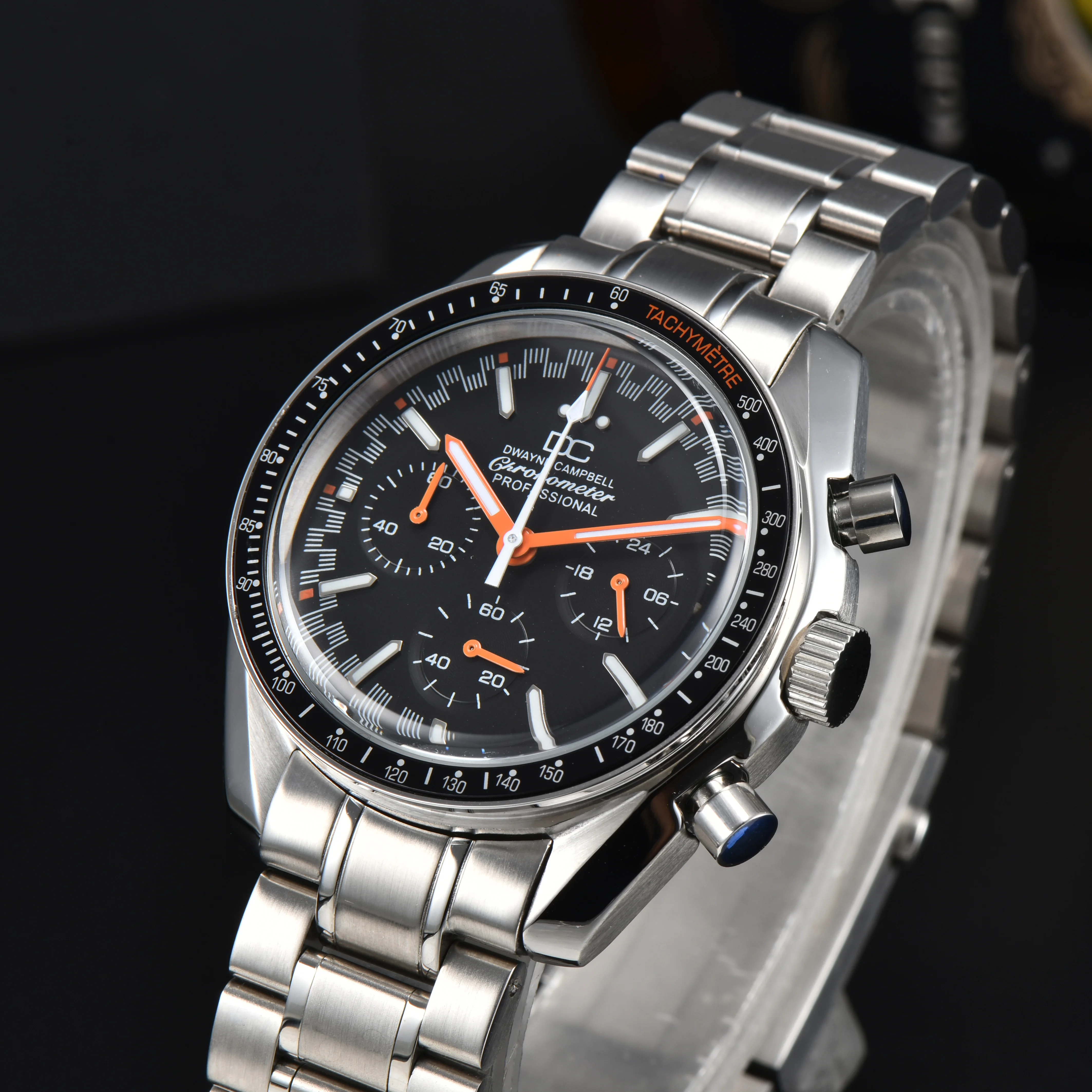 

Часы 42 мм с механизмом VK63, функция секундомера, водонепроницаемое сапфировое стекло, светящимися стрелками, наручные часы с кварцевым механизмом