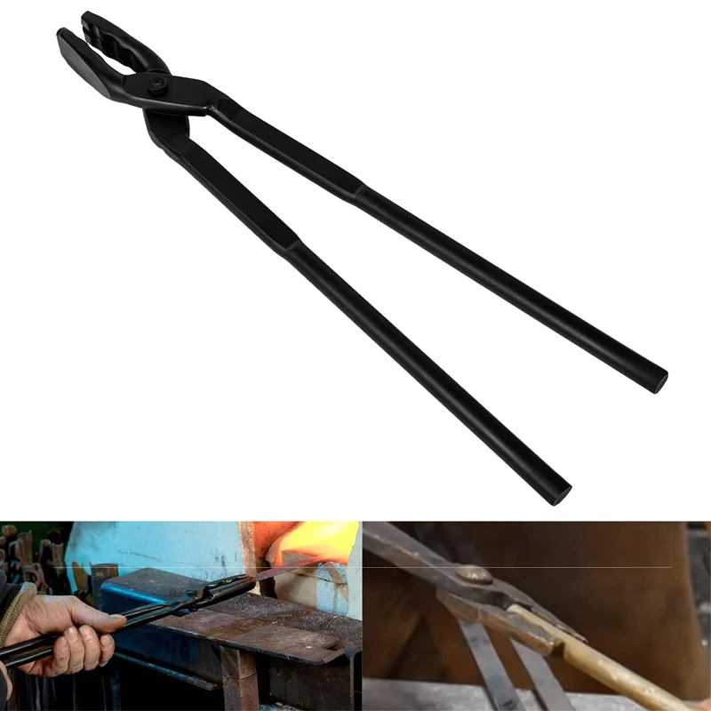 Beginner Blacksmith Starter Assembled Bladesmith Knife Making Tongs Anvil Vise Forge Wolf Jaw Tongs (Size:15 -16-17in)