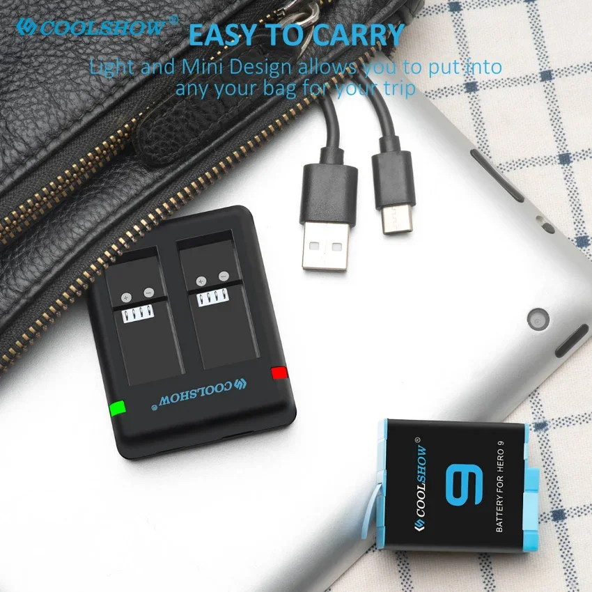 Battery for Gopro Hero 9 Black Batteries Camera Accessories 1800mAh for Gopro Hero 10 11 12 Battery Charger