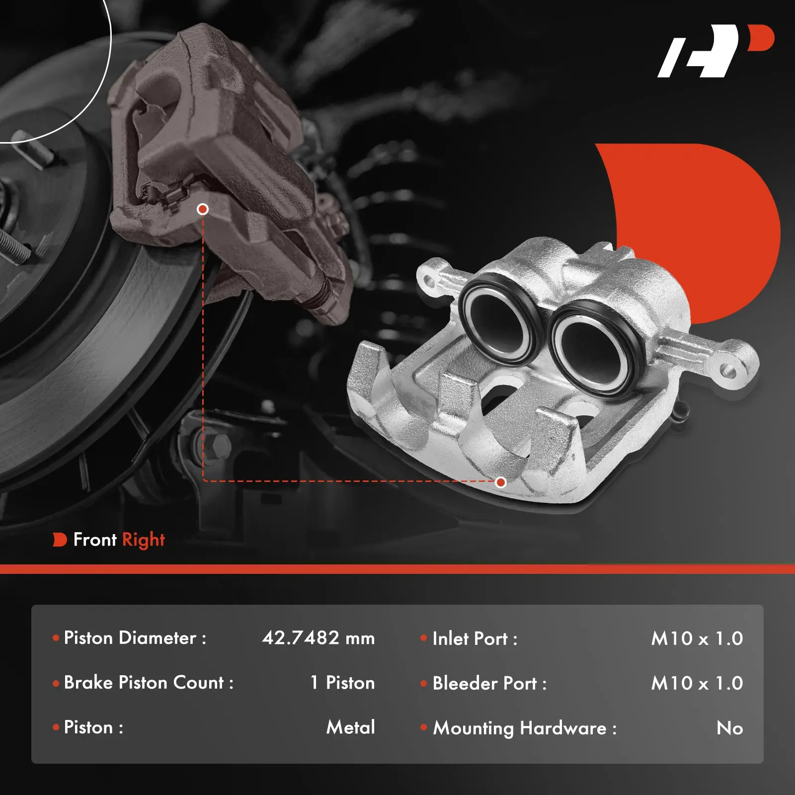 A-Premium Front Right Brake Caliper with 2 Pistons for Nissan Pathfinder 1989-1995 D21 1987-1994 Pickup 1995