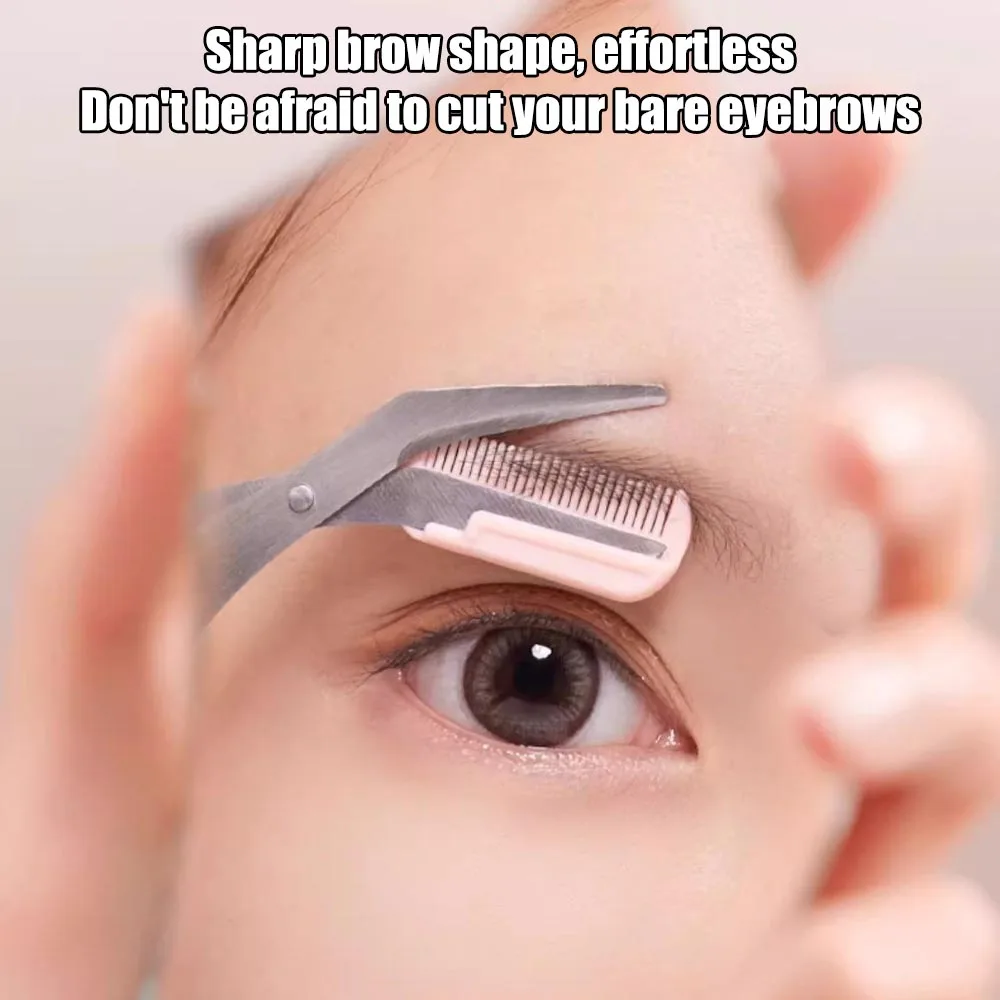 眉毛トリマーメイクアップツールステンレス鋼眉毛はさみコーム付き脱毛完璧な眉毛整形美容メイクアップツール