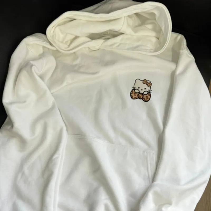 Sanrio Hello Kitty dulce lindo Y2k impreso Sudadera con capucha nueva moda versátil suelta tendencia Sudadera con capucha Casual estilo Simple pulóver