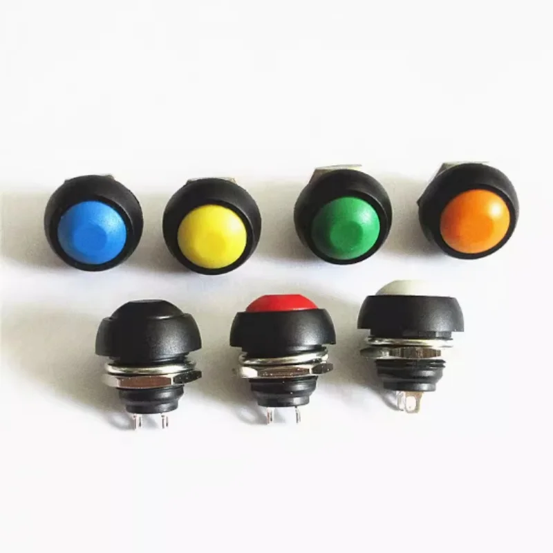 5/10PCS PBS 33B Mini Samll Plastic Push Button Round Head ON OFF Momentary Switch 2 Pin 12mm Waterproof Power Reset Non-locking